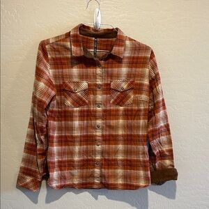 Kuhl Women's Rust and Cream Plaid Button Down Shirt